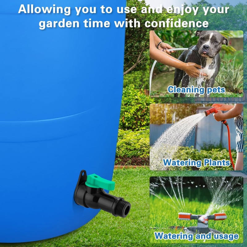 Rain Barrel Spigot Kit with High Flow Valve No Inside Access Needed,External ... gallery