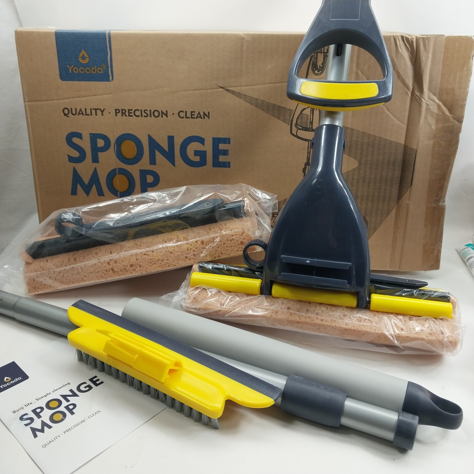 Yocada Sponge Mop Home Commercial Use Tile Floor Bathroom Yellow and Grey gallery