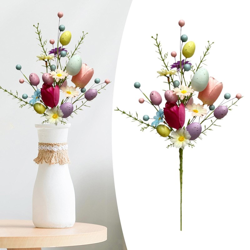 Easter Egg Stem Egg Pick Easter Decoration Twig Colorful Berries Bouquet gallery