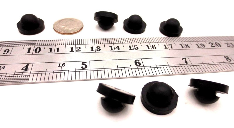 1/4" Grommet Bumper Rubber Stem Pad Push In 1/4" Hole 1/8" Panel, 9/16" OD Pad gallery