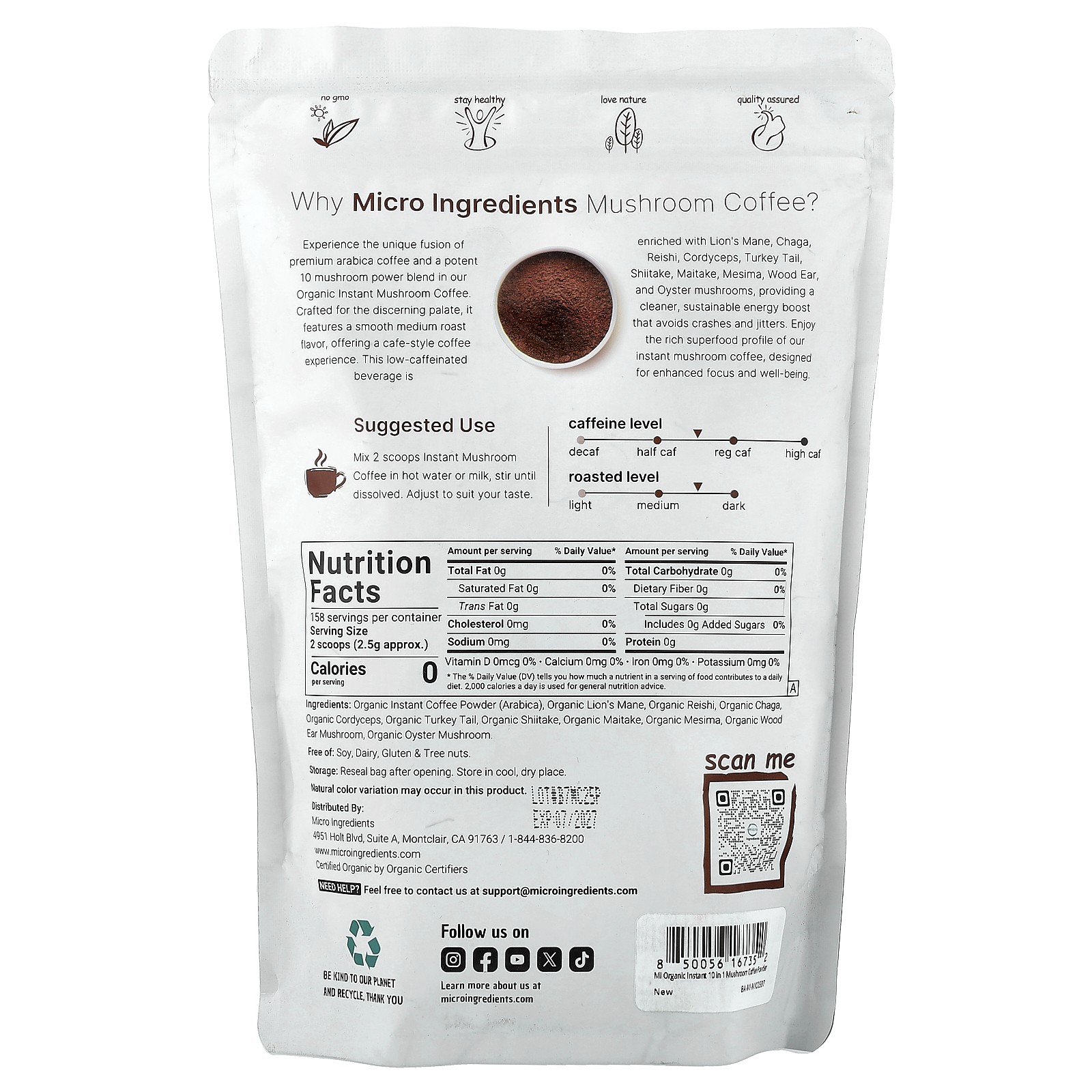 Organic Mushroom Coffee, Arabica, Instant, 14 oz (396 g) gallery