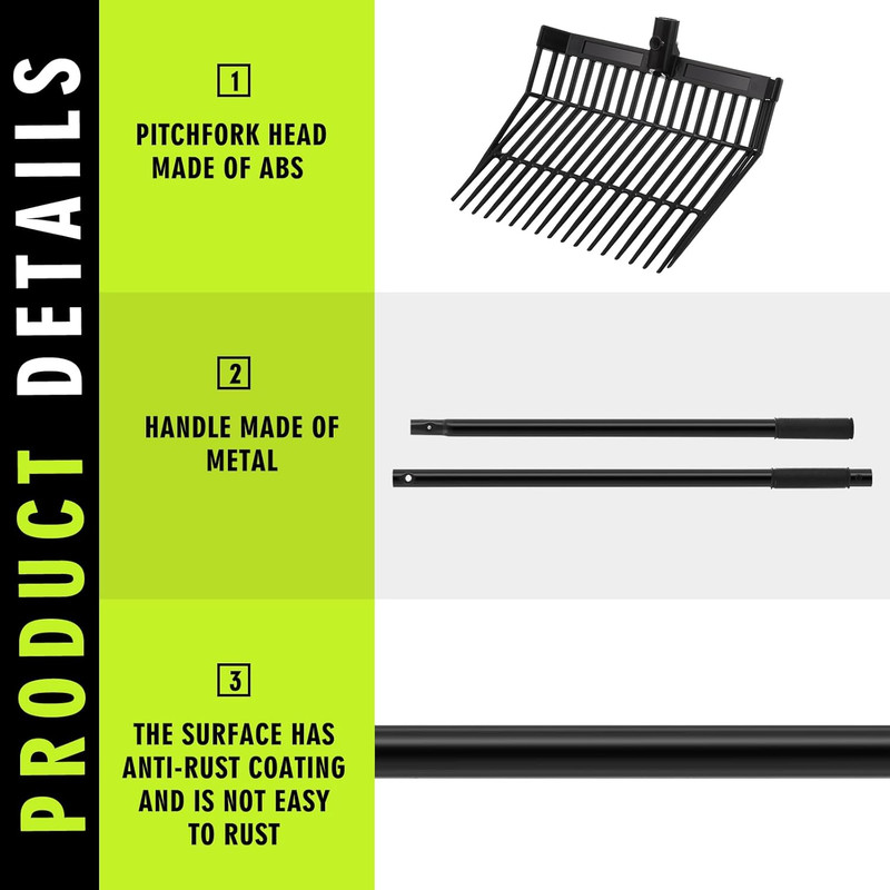 3 Sets Manure Fork with Long Handle, ABS Plastic Head & Metal Handle, Pitch Fork gallery