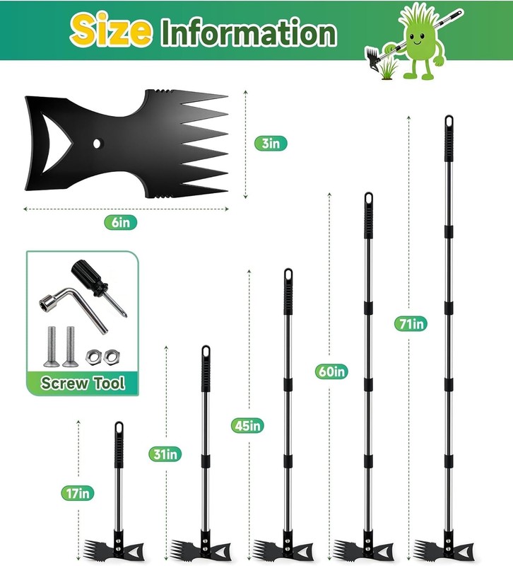 71" Weed Puller Tool with Long Handle, 2-in-1 Weed Rake & Garden Hoe, Stand Up W gallery