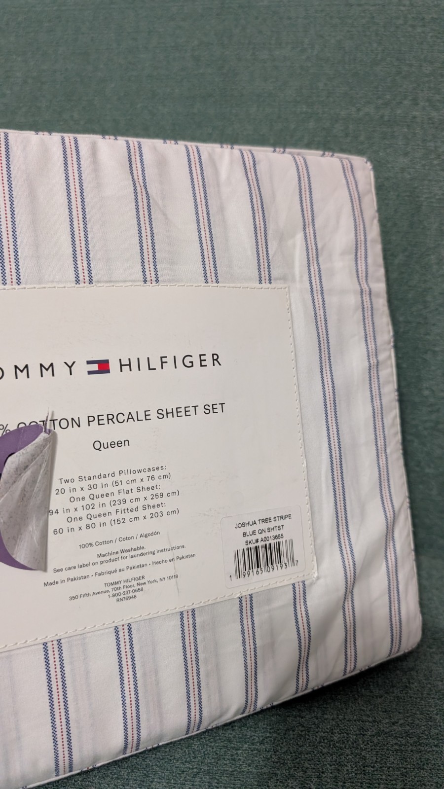 Tommy Bahama Queen Sheets, Cotton Percale Bedding Set Joshua Tree Stripe Blue gallery