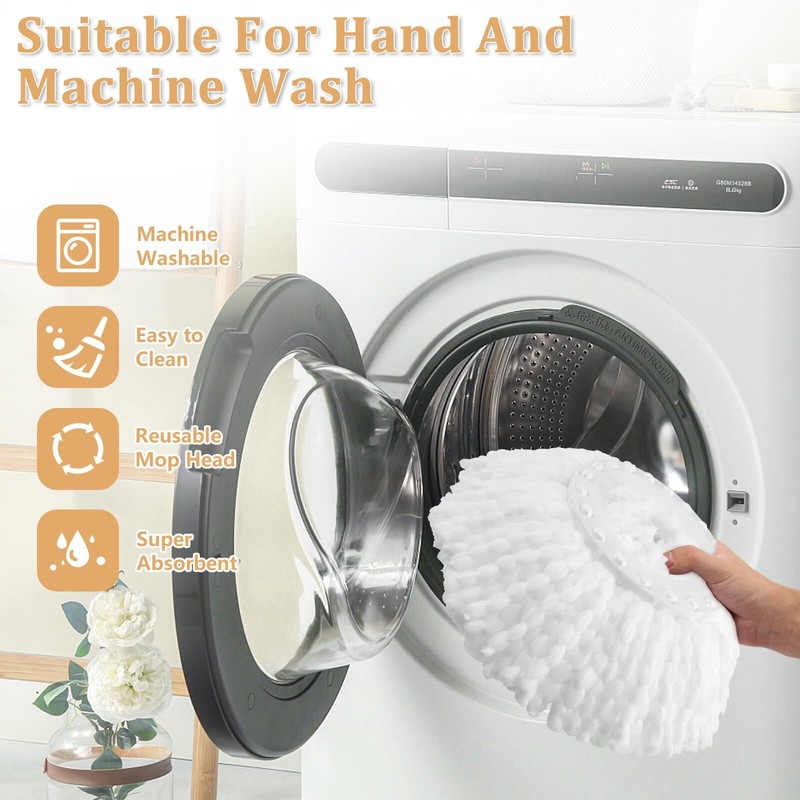 6 Pack Spin Mop Replacement Head For 360 Spin Mop System Standard Size Round Sha gallery