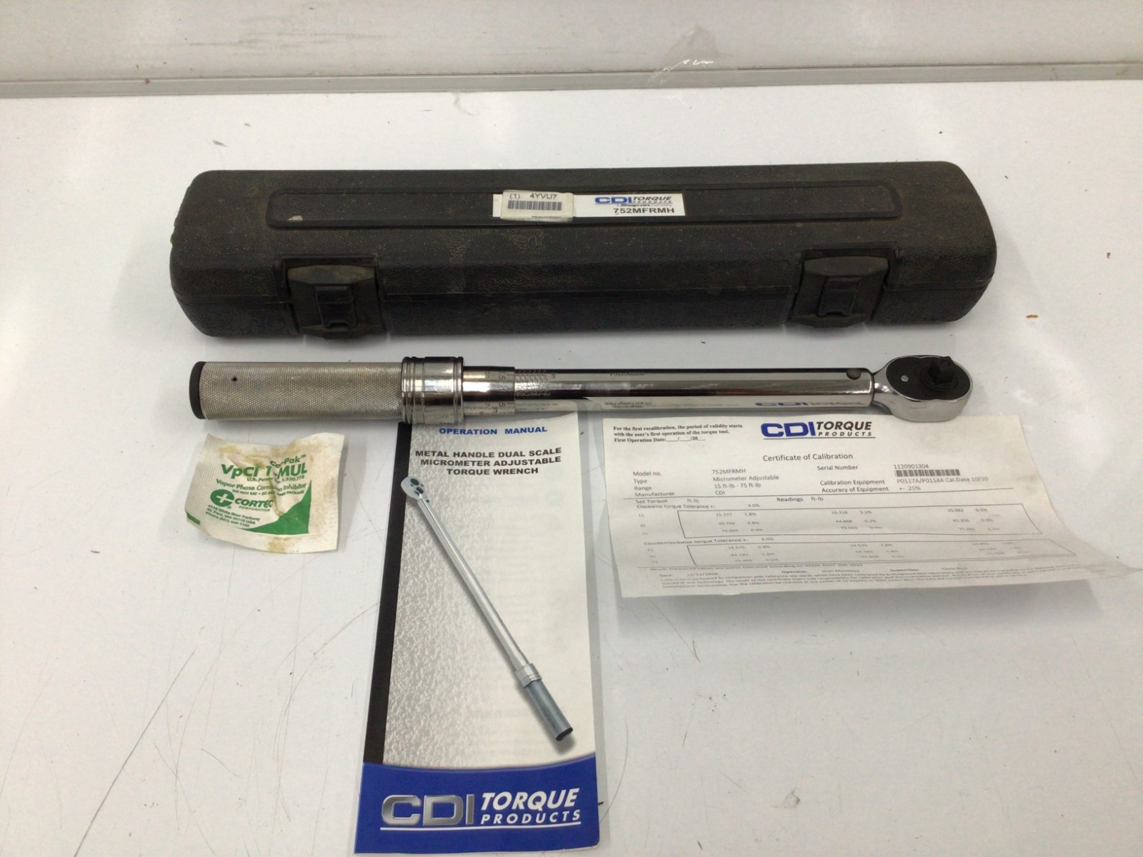 Micrometer Adjustable Torque Wrench Dual Scale 3/8"Drive 5-75 ft.lb Metal Handle gallery