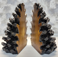 2 Bookends Creative Co-Op Pinecone Shape Heavy Resin Bronze Finish Nature Forest