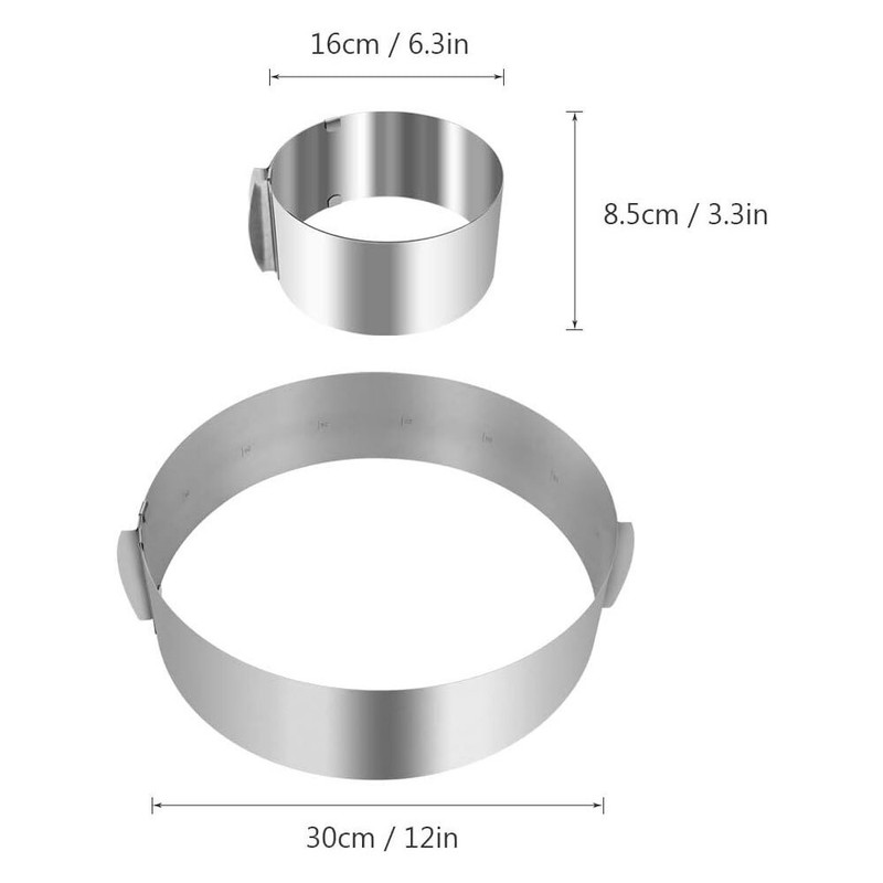Adjustable Baking Round Cake Ring Mold 6-12" Stainless Steel With Scaling Inside gallery