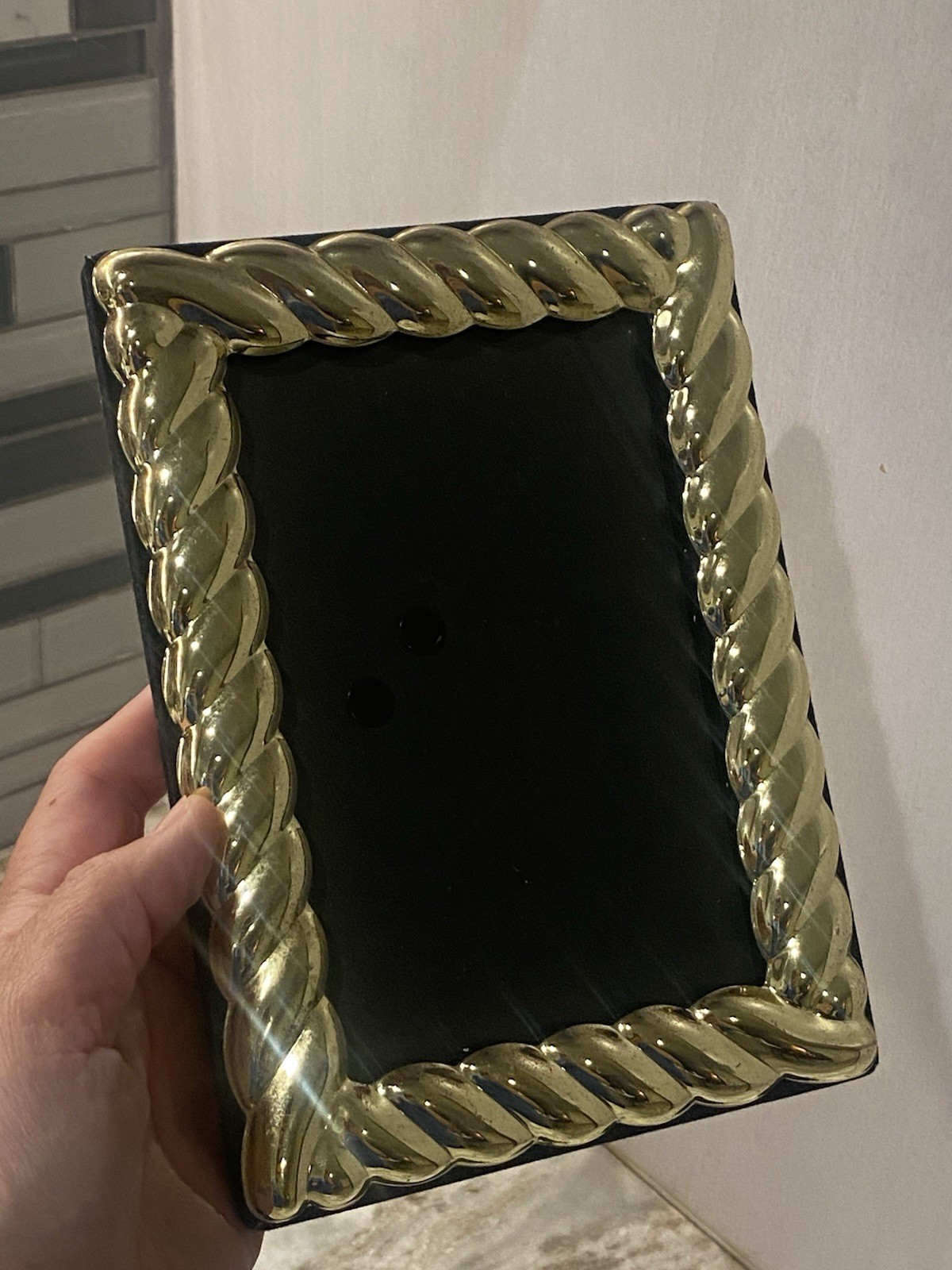 Vintage Brass Rope Picture Frame 5x7 Outer Wall Mount Tabletop Gold Twist Glass gallery