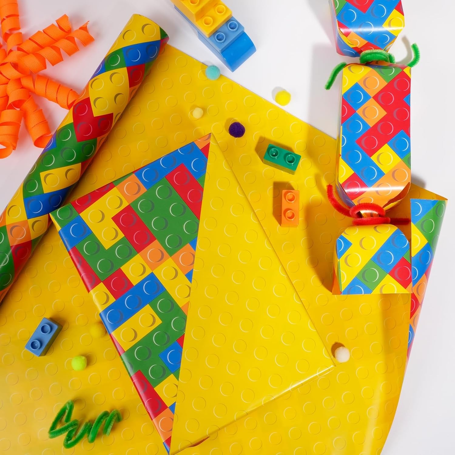Reversible Building Blocks Wrapping Paper for Boys Girls - 17 Inch X 33 Ft Wrap gallery