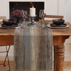 Farmhouse Table Runner Abstract Grey Brown Art 13×60 inch Kitchen Decor
