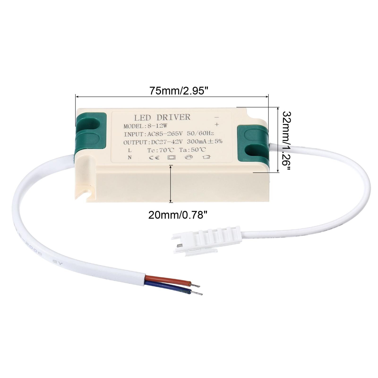 5pcs 8-12W 300mA LED Driver AC 85-265V Output 27-42V DC Male Connector gallery