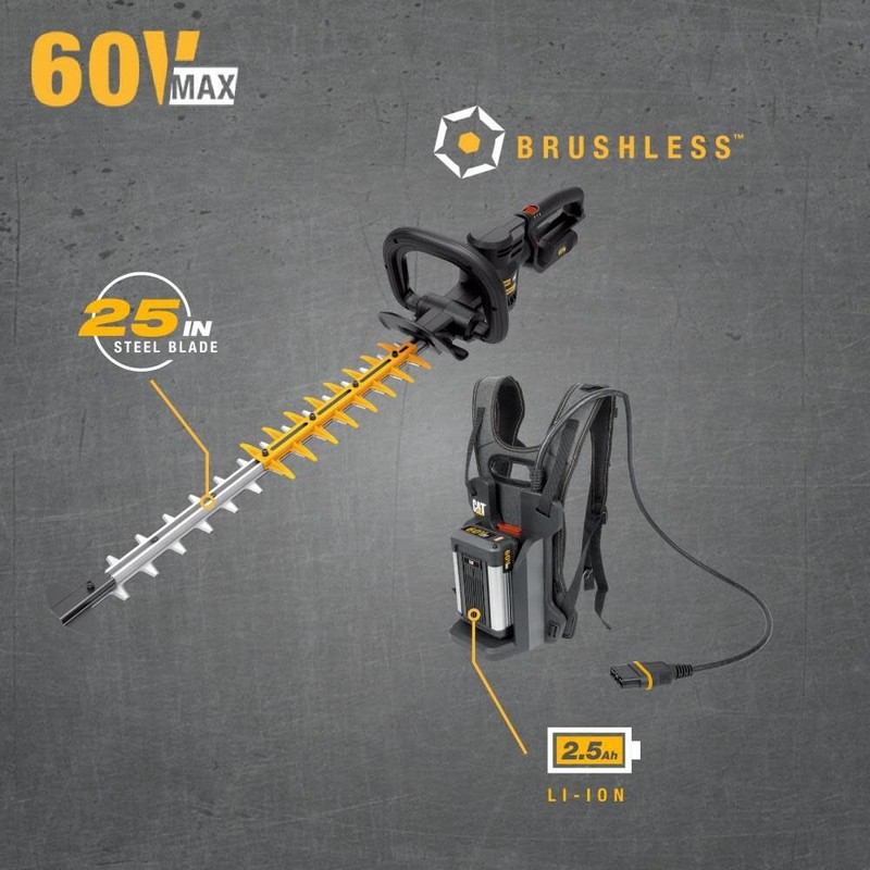 Cat 60V 25In Brushless 2-Speed Backpack Hedge Trimmer Kit gallery