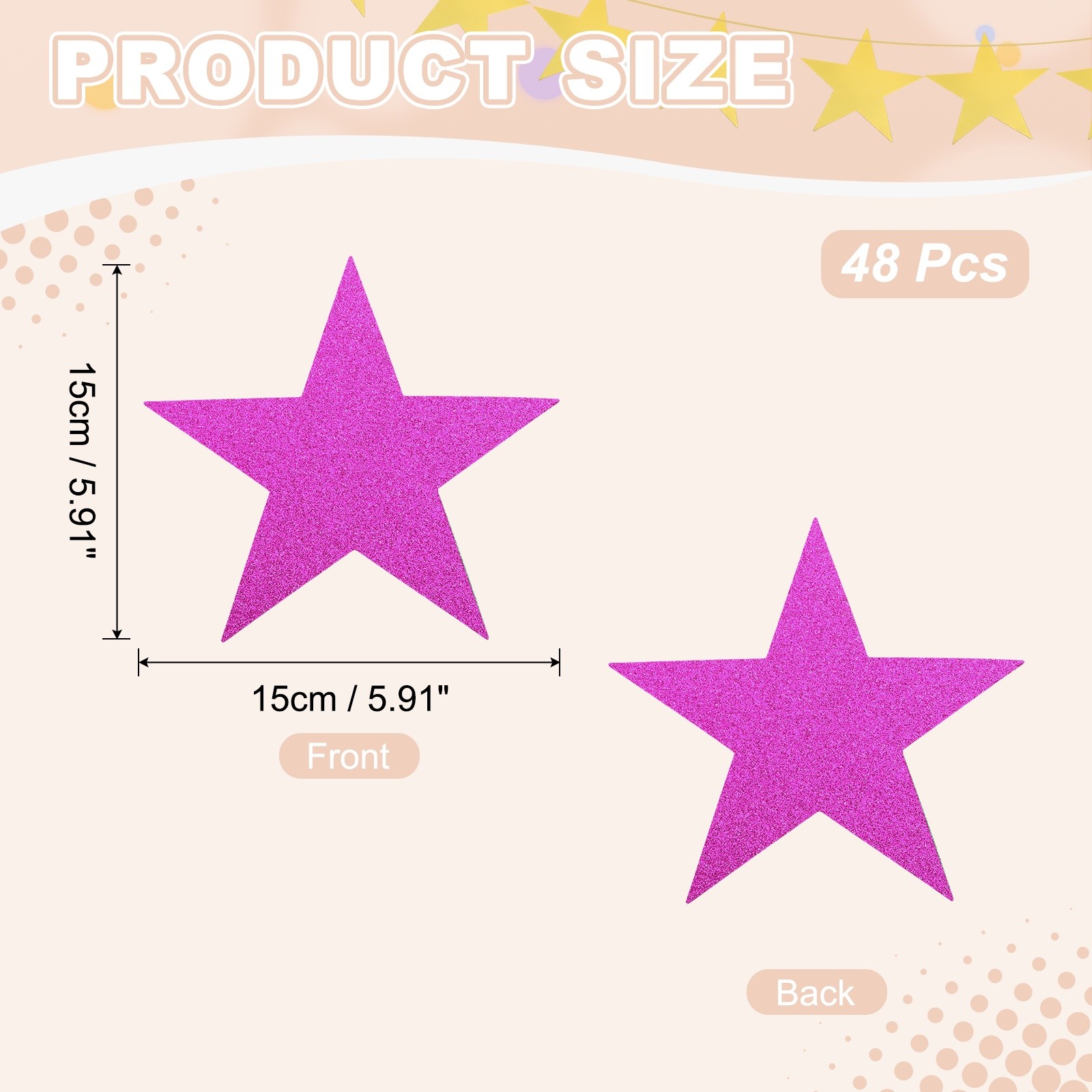 48 Pcs Glitter Star Cutouts, 6 Inch Paper Star Confetti Shiny, Rose Red gallery