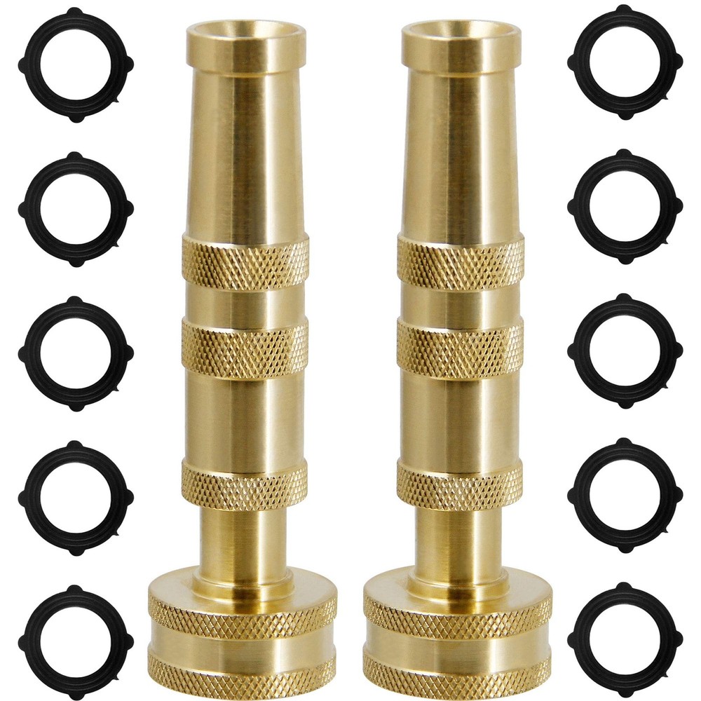 Triumpeek Solid Brass Hose Nozzle, 2 Pack 4 Heavy Duty Brass Garden Hose Noz...