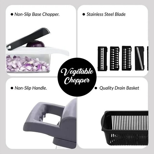 Multi 22-in-1 Veggie Mandoline Slicer Food Chopper Cutter for Tomato Fruit gallery