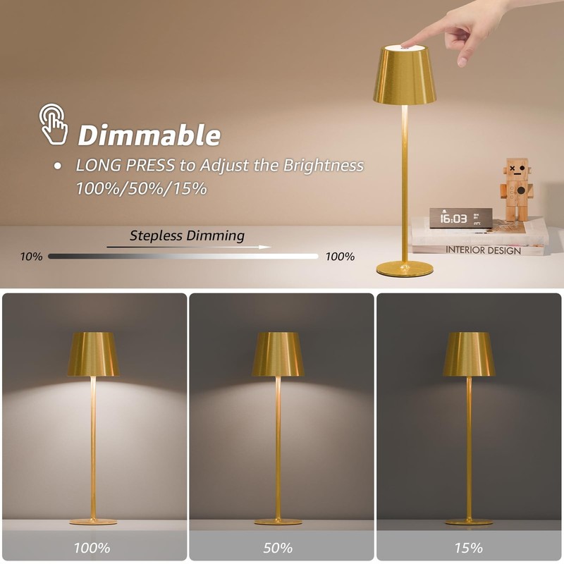 2 Pack Rechargeable Cordless Table Lamps, 5200mAh Battery Operated Lamp Porta... gallery