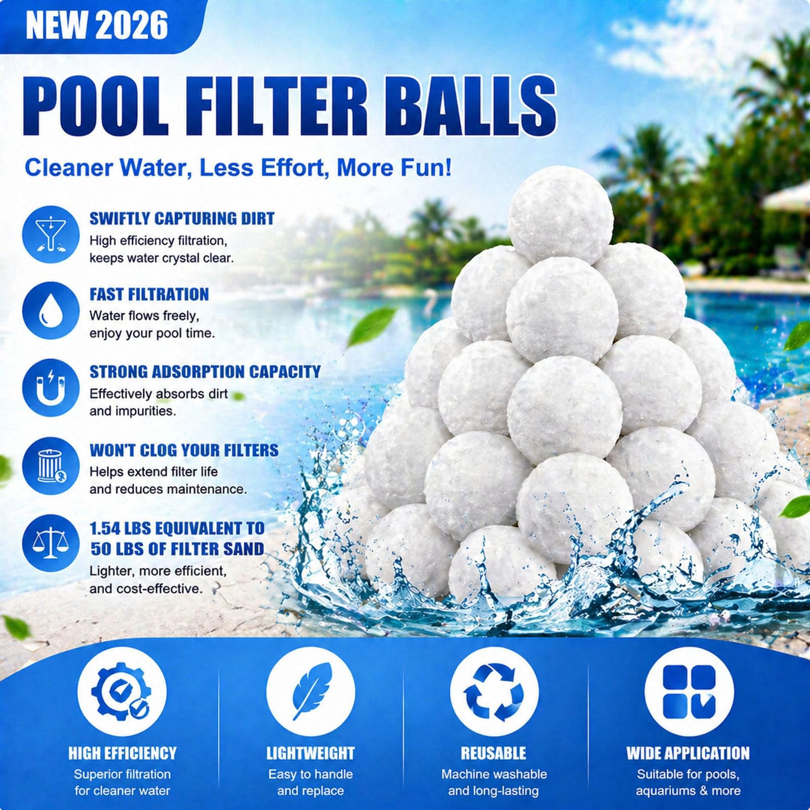 1.54 Lbs Pool Filter Balls, Eco-Friendly Filter Balls for Swimming Pool Sand ... gallery