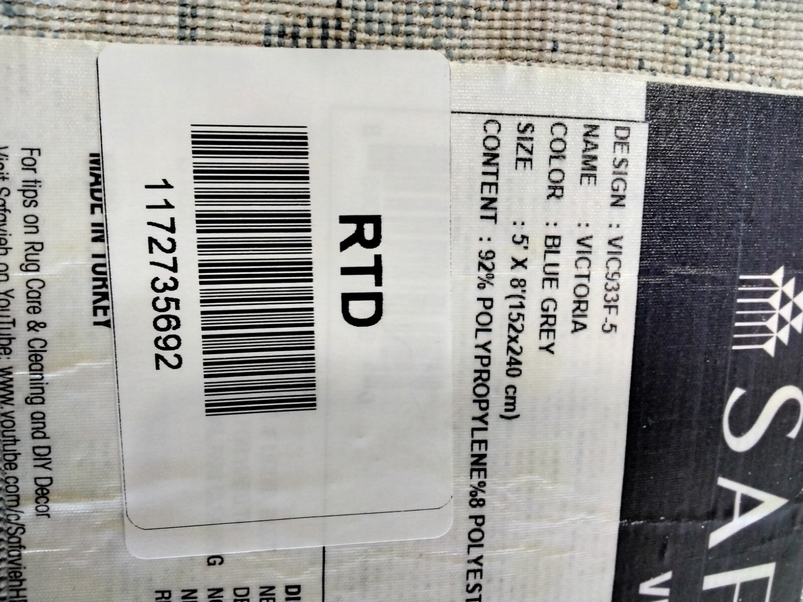 BLUE / GREY 5' X 8' Back Stain Rug Reduced Price 1172735692 VIC933F-5 gallery