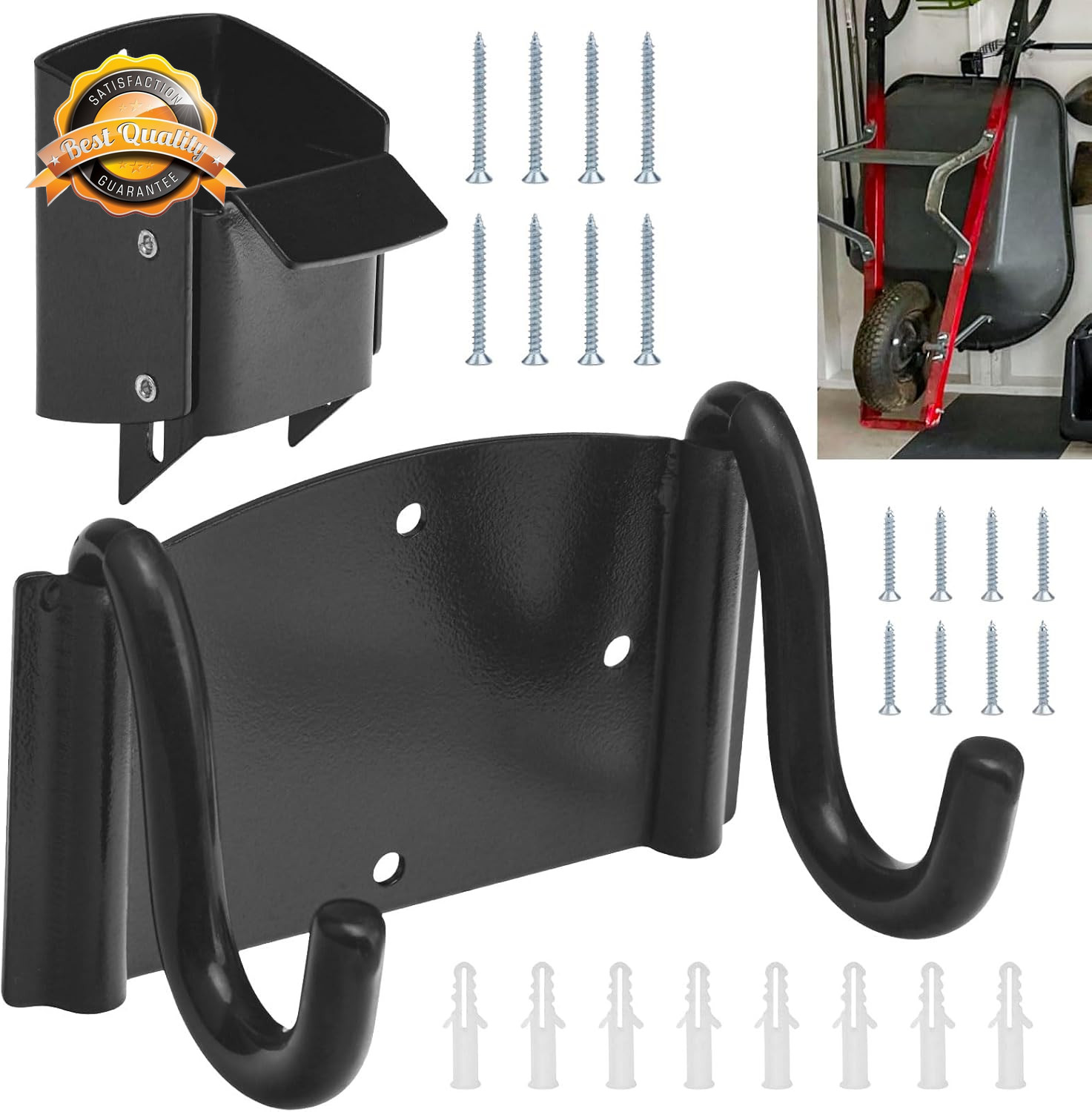 Wheelbarrow Storage Bracket 90lb Heavy Duty Wall Hook Spring Latch 1pc gallery