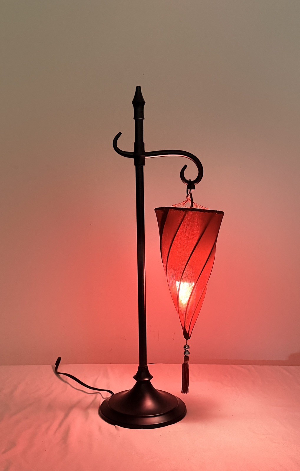 Pottery Barn Medina Moroccan Style Table Lamp with Red Silk Shade gallery