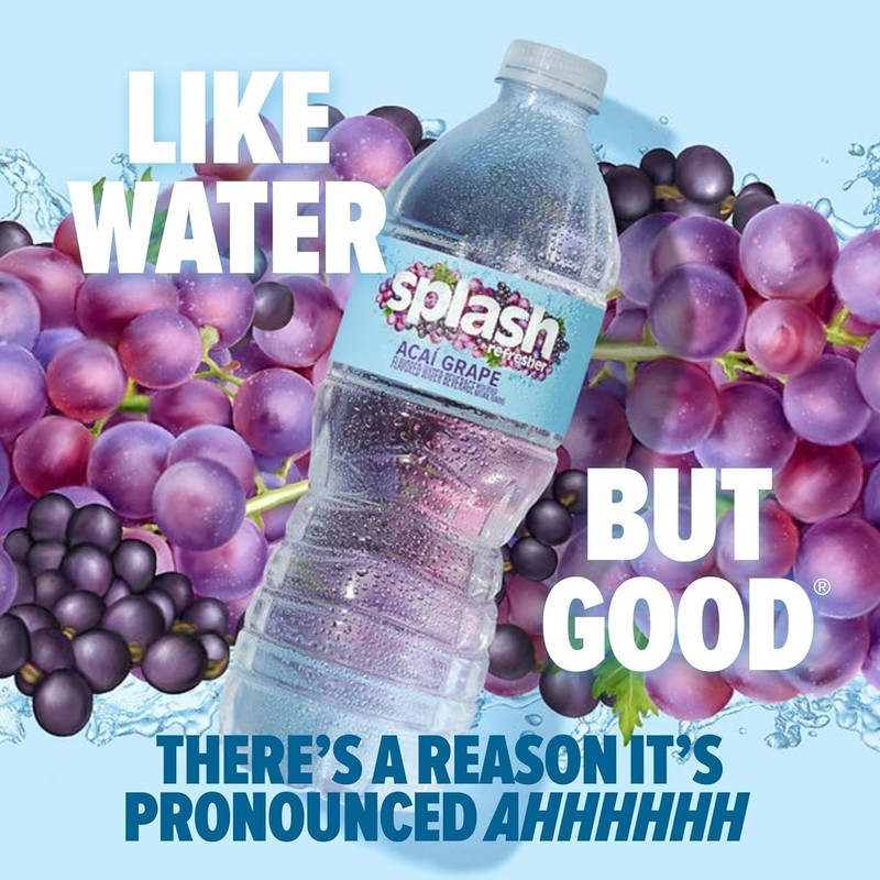 Splash Refresher Acai Grape Flavored Water, 16.9 Fl Oz, Plastic Bottle Pack of 6 gallery