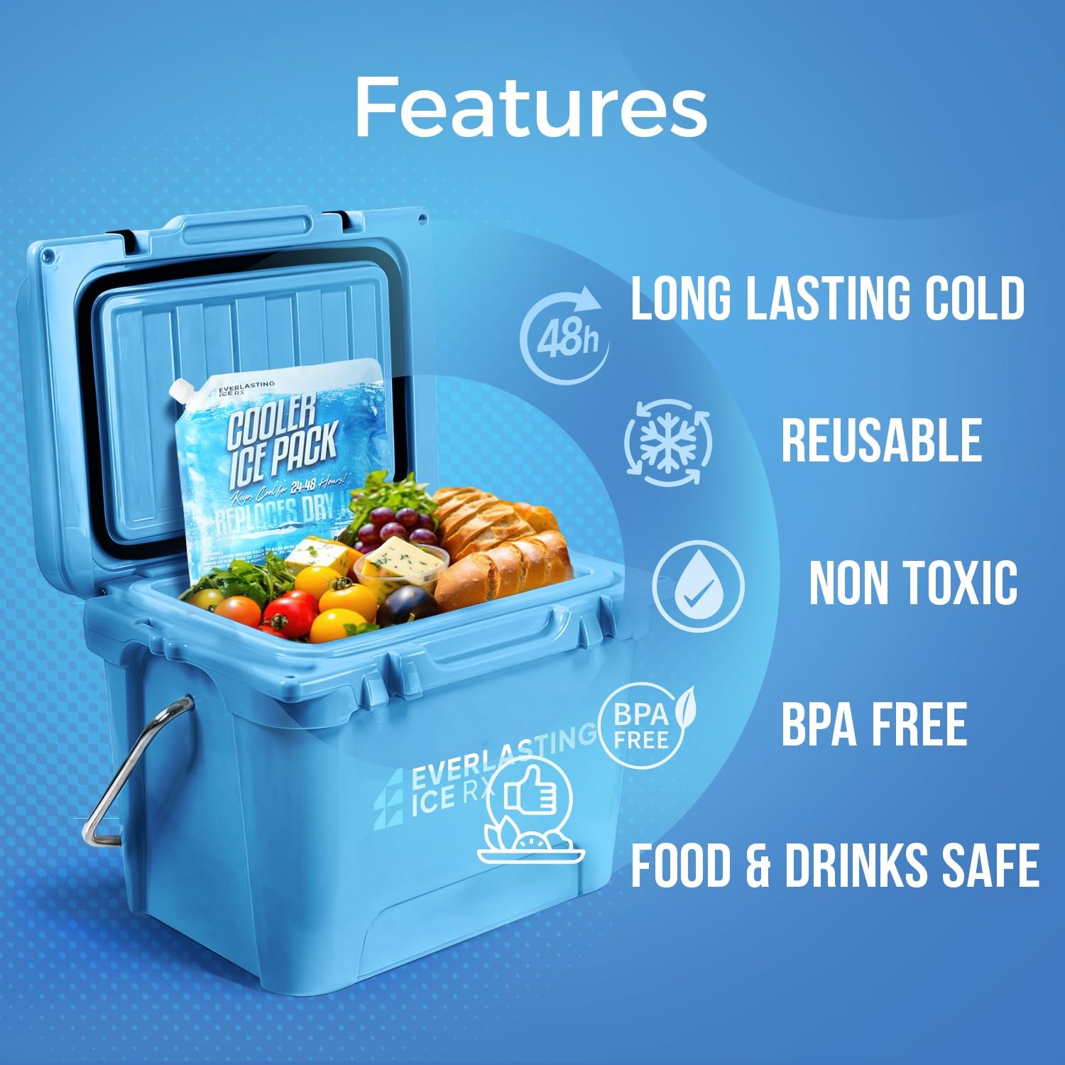 Reusable Ice Packs for Cooler (4 Pack) Up to 48 Hours Freezer Packs for Coole... gallery
