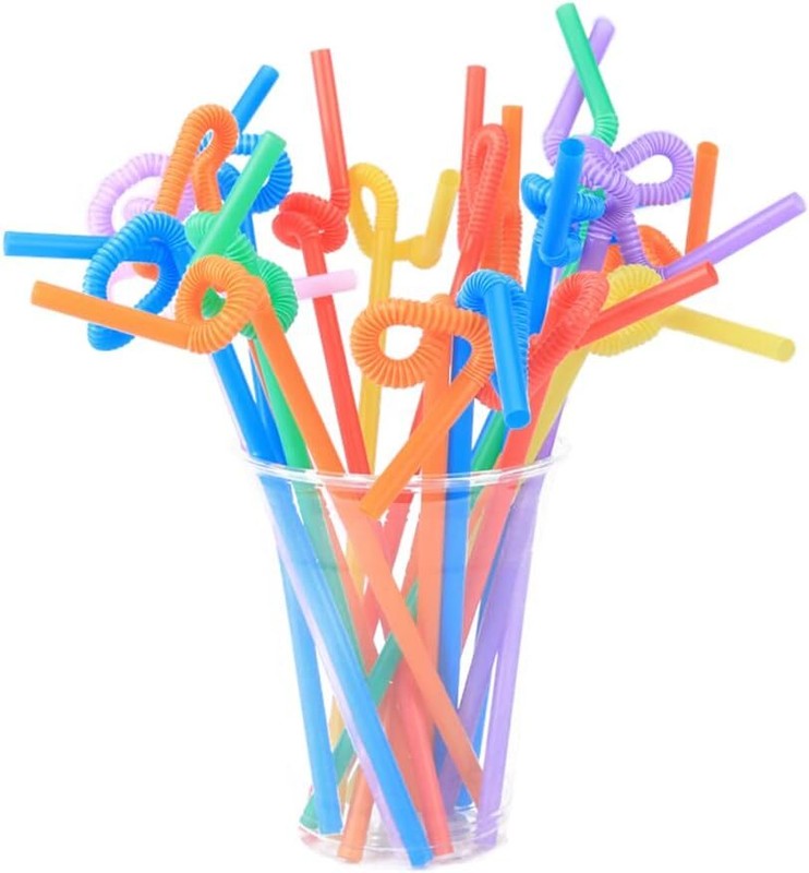 Flexible Disposable Plastic Drinking Straws Colorful Extra Long 300 Pcs gallery