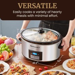 Elite Gourmet 8.5Qt Digital Programmable Slow Cooker XL Jumbo Pot Stainless