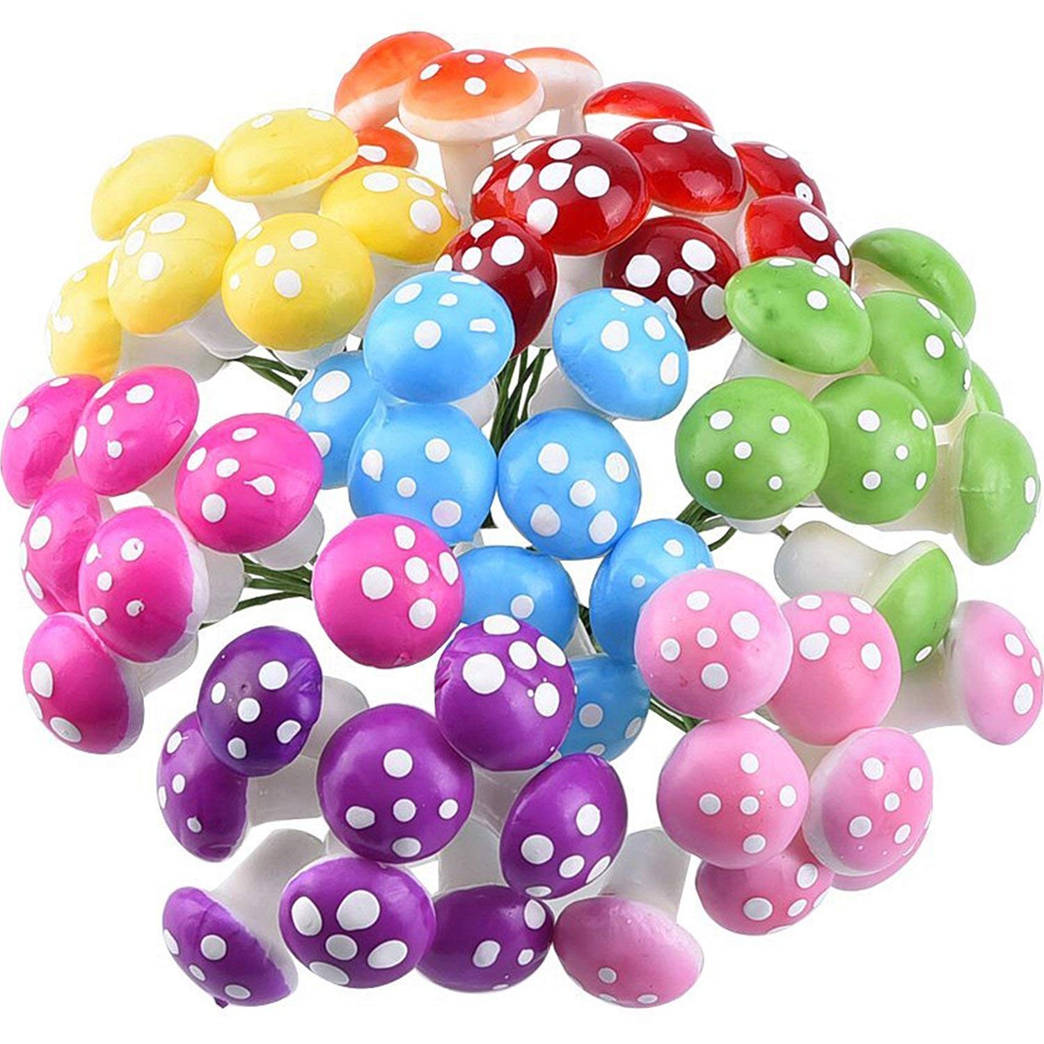 Mudder 64 Pcs Mini Mushrooms for Miniature 2 cm x 2 x 5 cm, Multicolor gallery