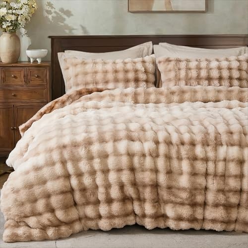 Plush Rabbit Faux Fur Comforter Set Size Tie Dyed Brown Queen Tie Dye-brown gallery