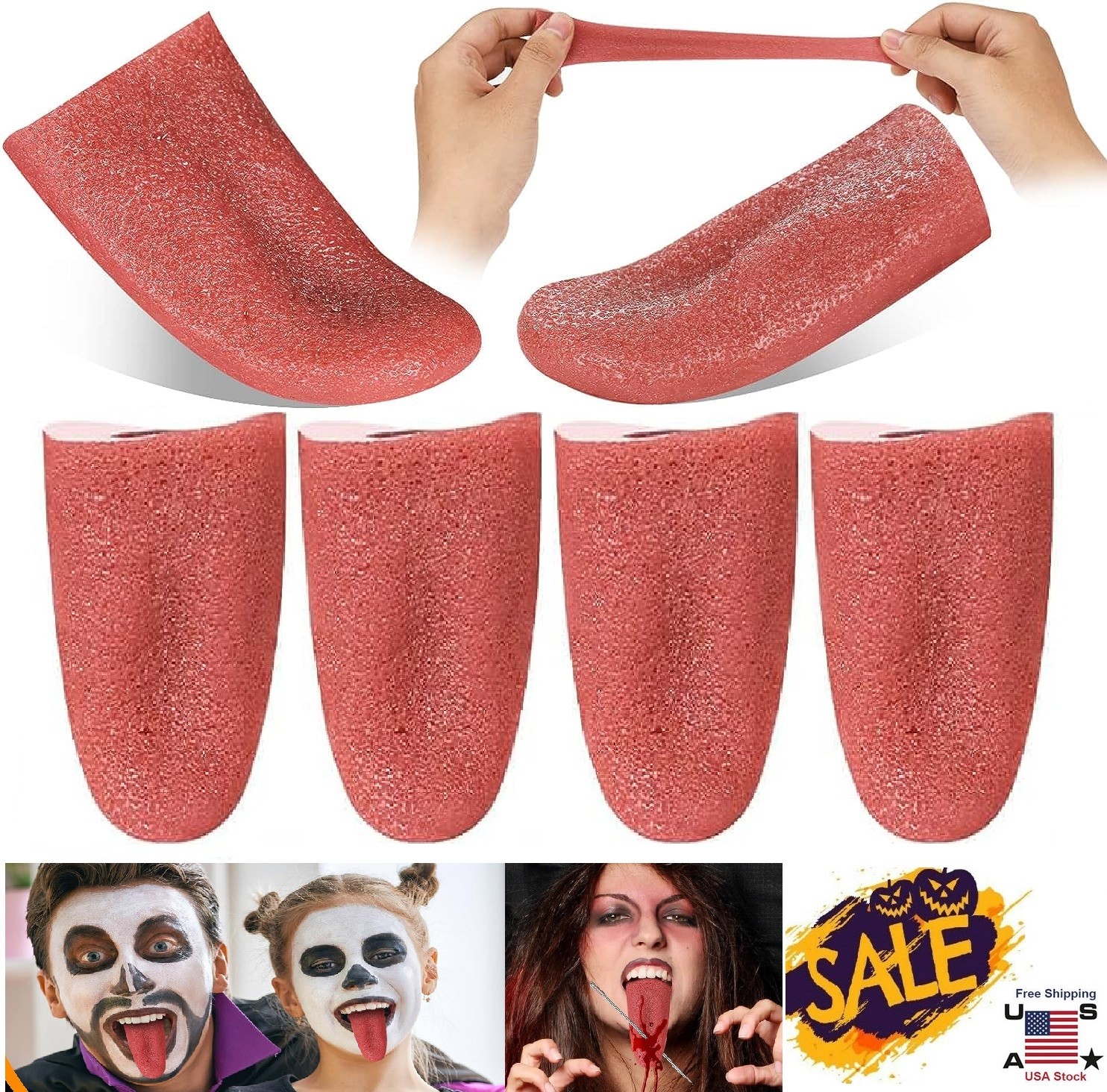 8× Halloween Harmless Realistic Fake Tongue Magic Trick Joke Prank Scary Toy USA gallery