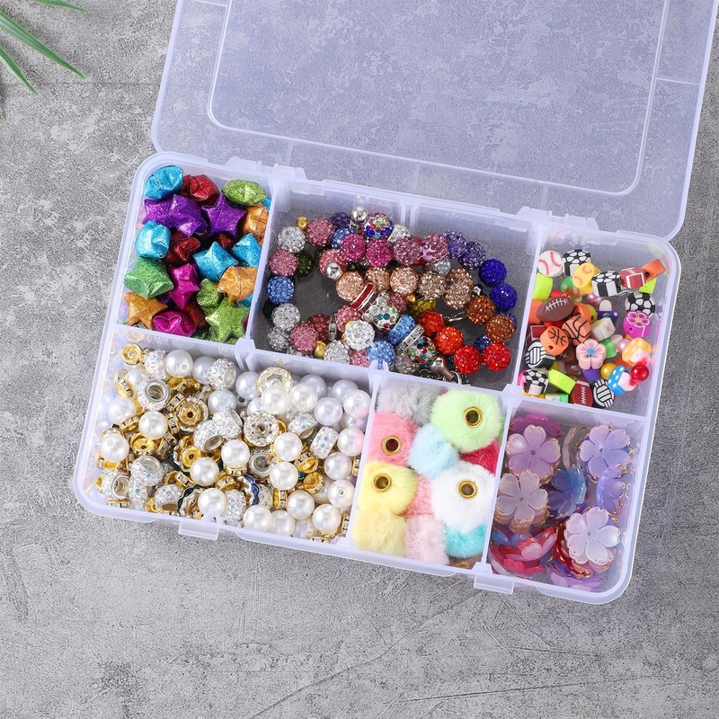 8 Grids Plastic Compartment Storage Box with Adjustable Divider Clear Plastic... gallery