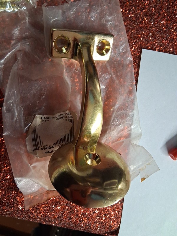 Hardware Essentials Ornamental Handrail Bracket Brass gallery