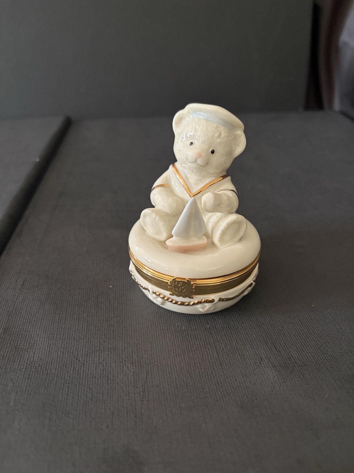 Lenox Treasure Boxes Porcelain 'Anchors Aweigh” Trinket Box with Charm gallery