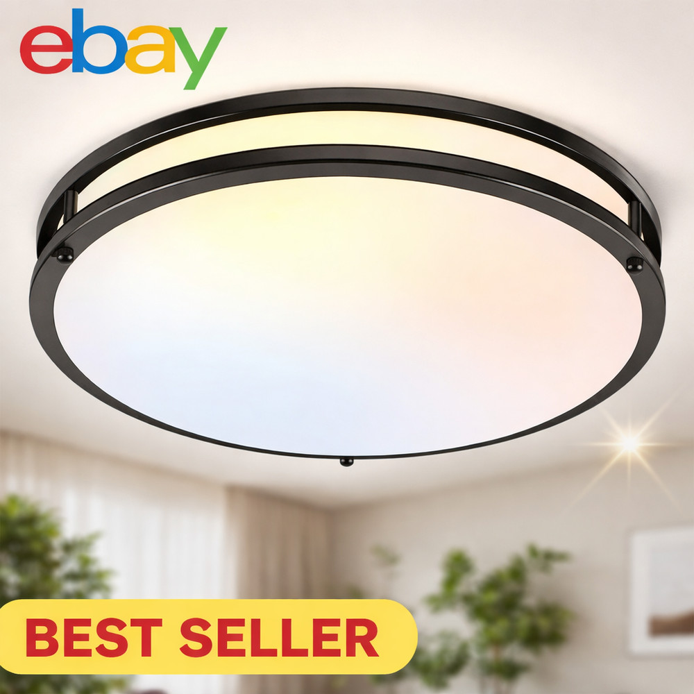 13” LED Ceiling Light 36W Flush Mount 3600LM Dimmable 5CCT Ultra Thin Black