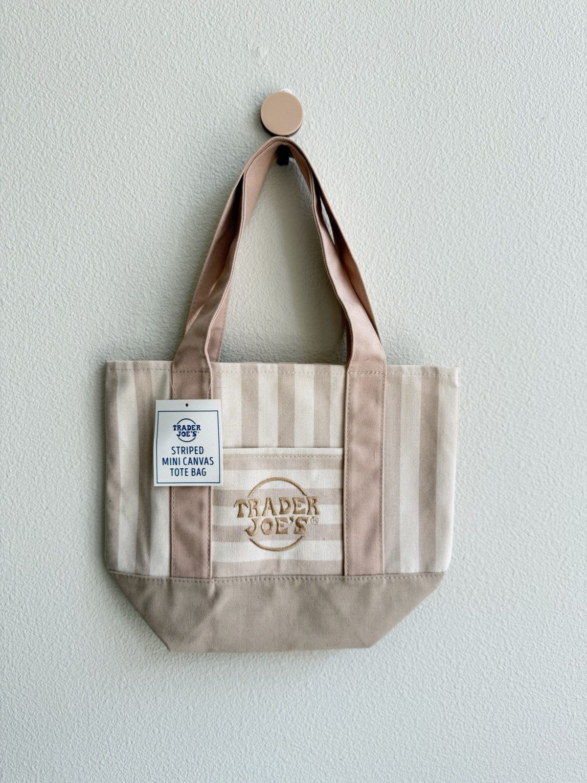 Trader Joe’s 2026 Striped Mini Pastel Canvas Tote Bags - Brown - READY TO SHIP gallery