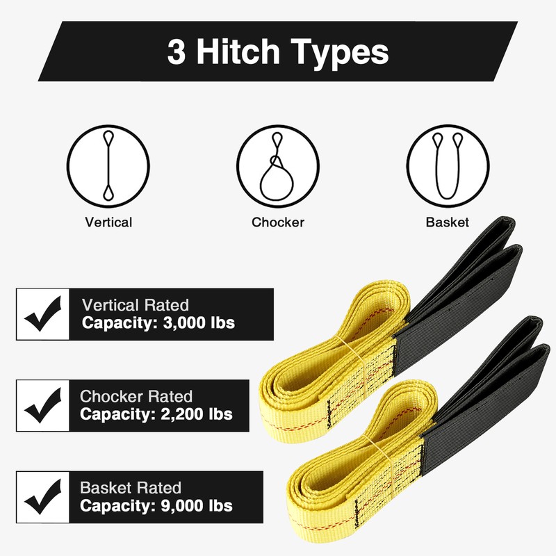 2" x 6FT Webbing Lifting Flat Sling Hoist Crane Cargo Strap Flat Web 1-3Ton Pair gallery
