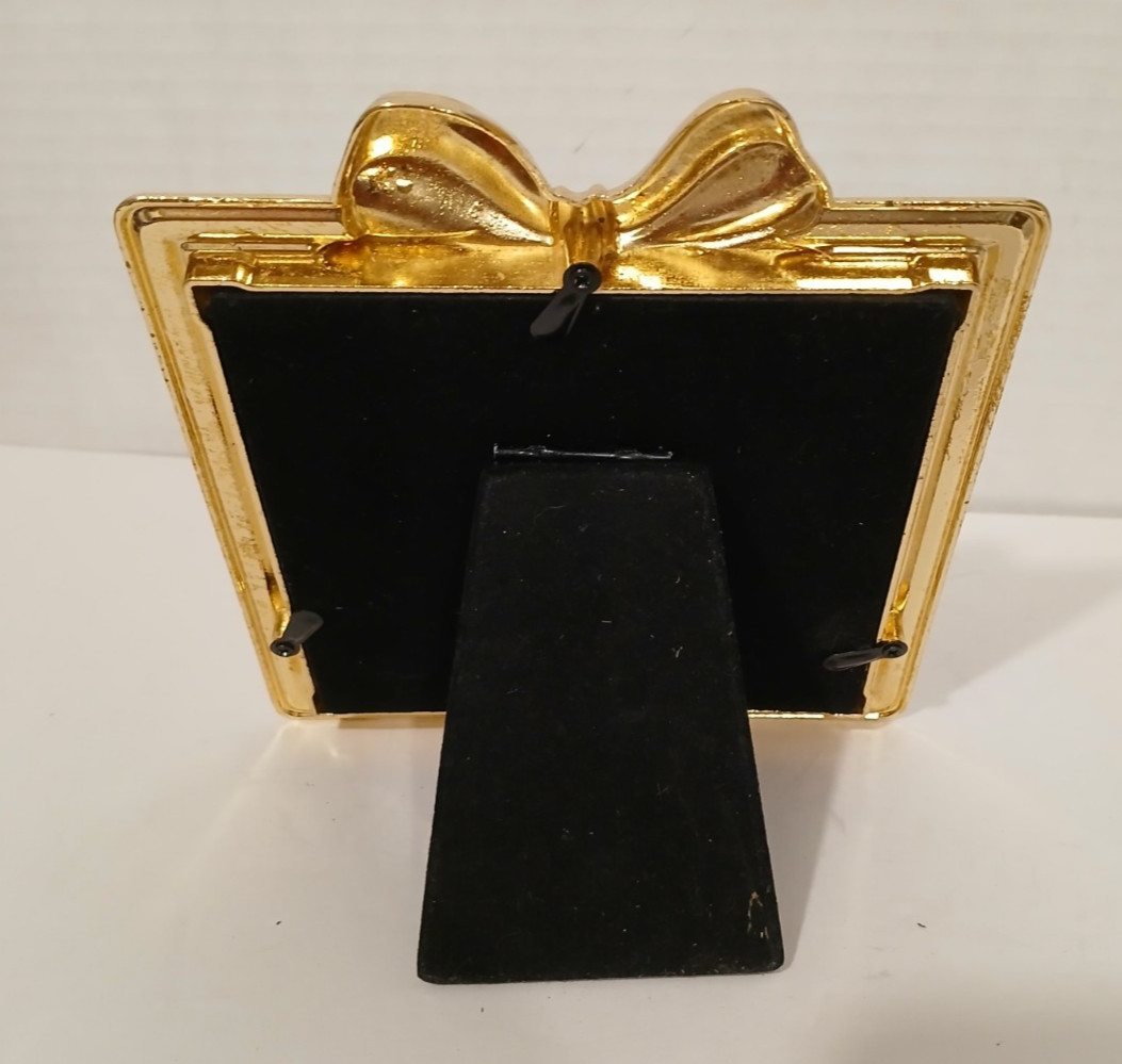 4x4 Gold Bow Picture Frame Square Tabletop Wall Mount French Provincial gallery