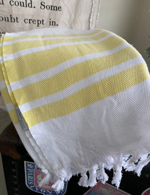 Linum Home Textiles Yellow Herringbone Stripe Pestemal Beach Pool Towel New Bath gallery