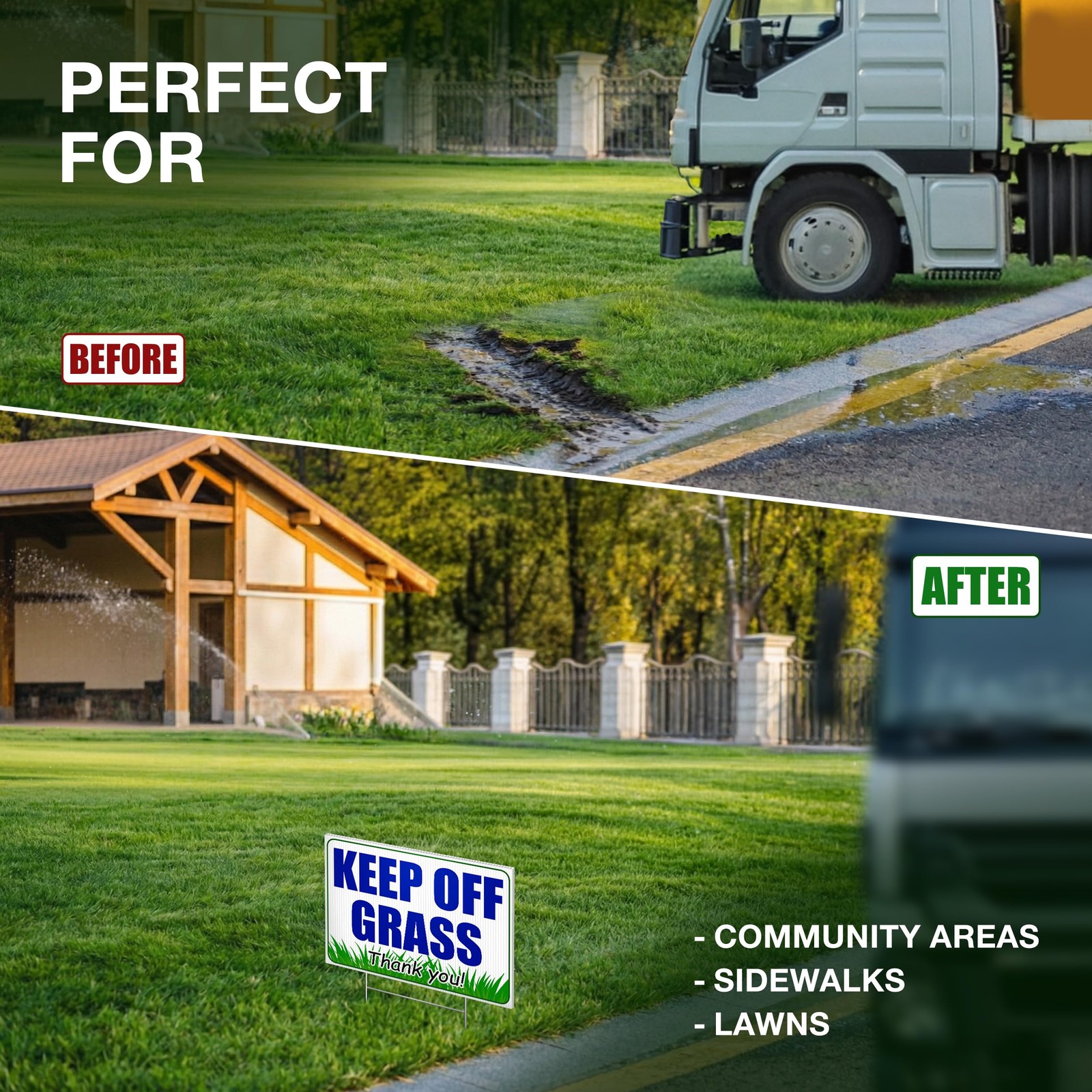 3 Pcs Keep Off Grass Signs with Stakes Do Not Walk On Grass Signs for Yard Lawn gallery