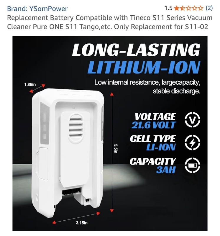 Replacement Battery Compatible with Tineco S11 Series Vacuum Cleaner Pure gallery