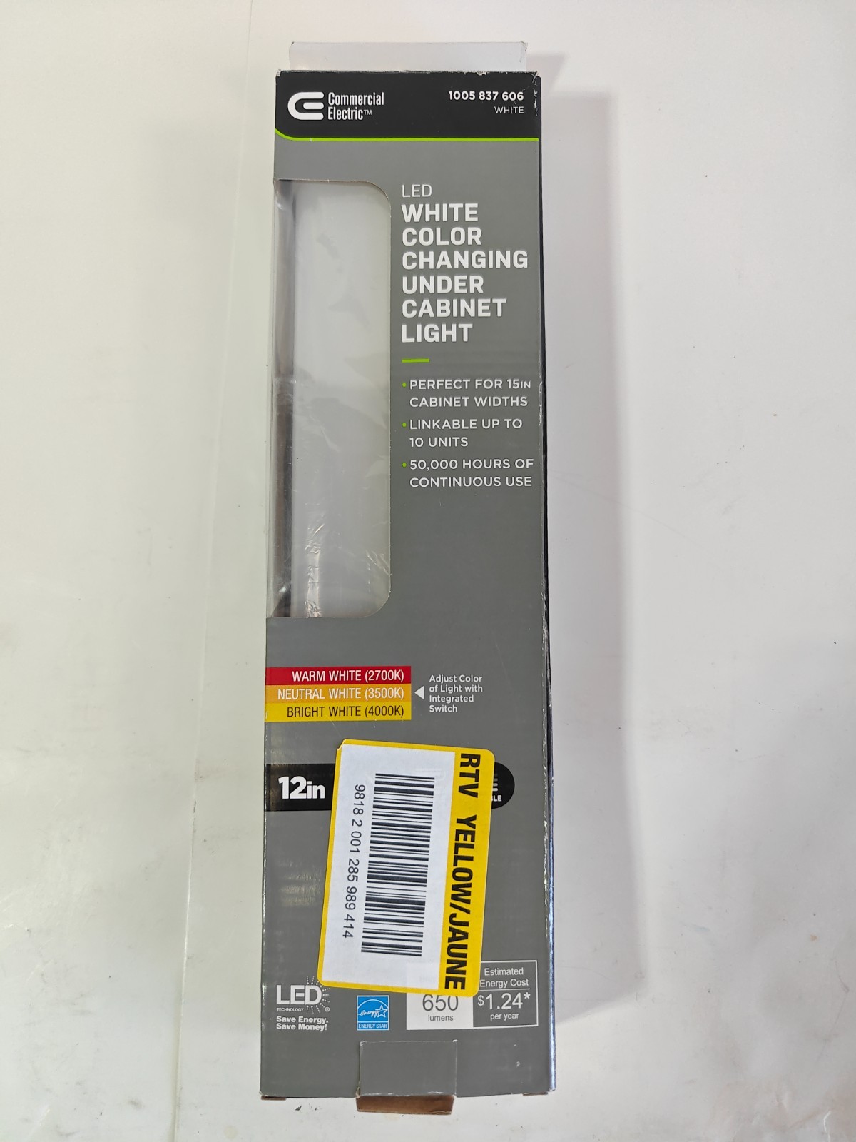 Commercial Electric Direct Wire Aluminum 12 in. LED White Under Cabinet Light gallery