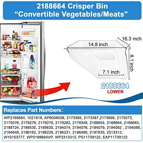 2 Pack Fridge Crisper Drawer Replacement - Humidity Control Upper & Lower Bin gallery