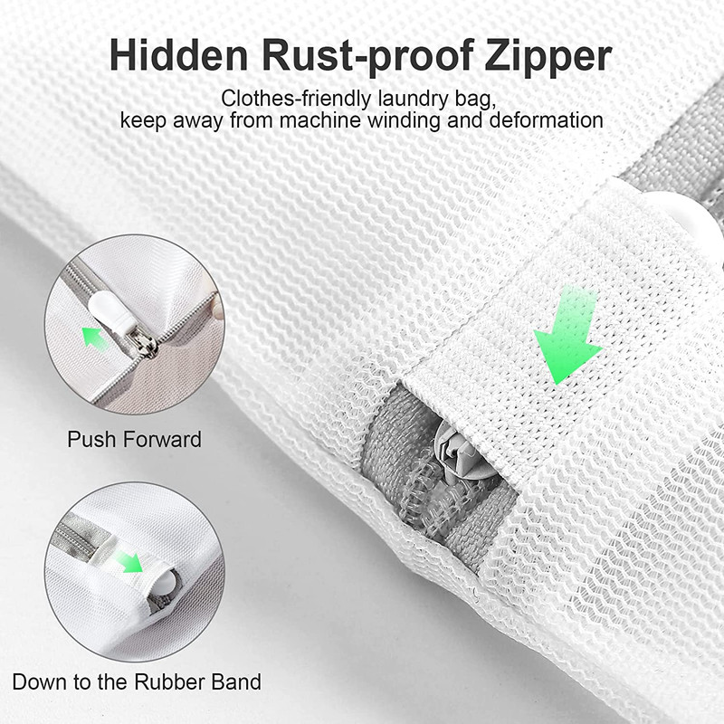 10 Pack Mesh Laundry Bags for Delicates with Non Rust Zipper- White Laundry Bag gallery