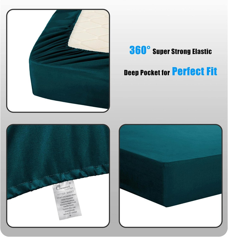 Liam Teal Queen Size Comforter Set - 7 Pieces Coin Pattern Bed in a Bag with Com gallery