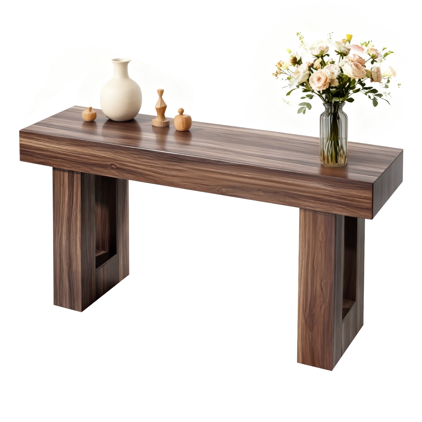 VEVOR 63 in Wooden Console Table Farmhouse Rectangle Desk Behind the Couch Brown gallery