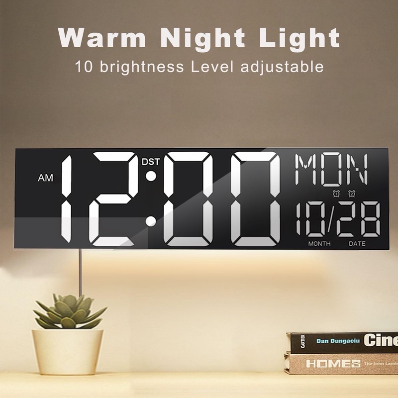 JALL 30" Large Digital Wall Mount Clock with Remote Control, White gallery