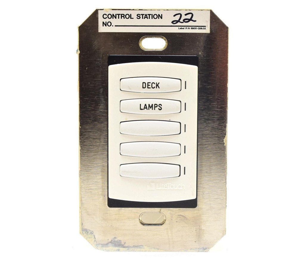 LiteTouch 5 Button 6800-206 Control Station Wall Station Switch w/ Cover White