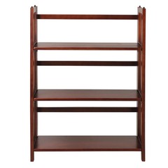 3-Shelf Folding Stackable Bookcase 27.5″ Wide, Walnut, 38 in H, new